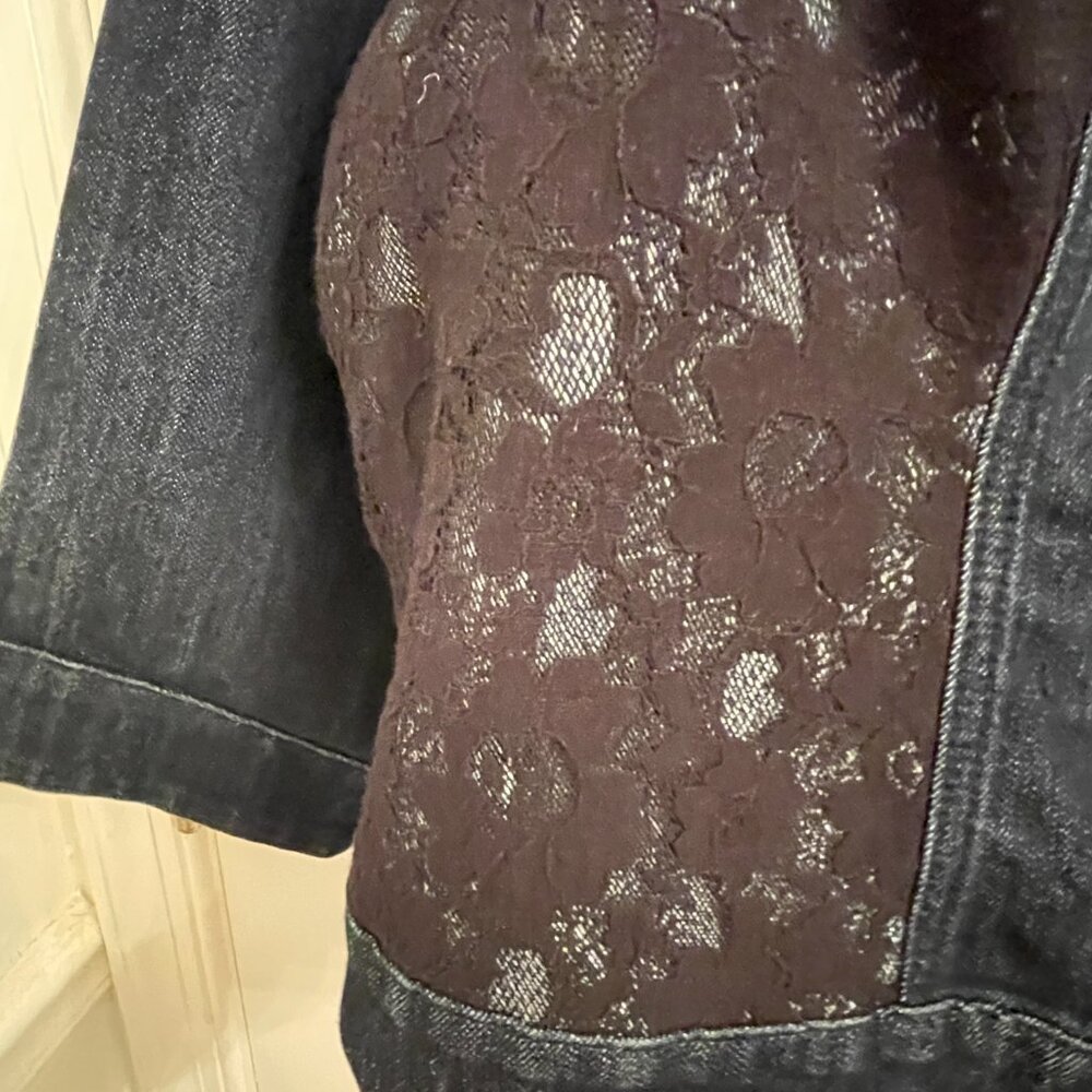 Ashley Stewart Denim and Black Lace Jacket Stretch size 26 - Picture 4 of 5